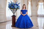 3D Floral Applique Mesh Dress Glitter Embroidery Exclusive