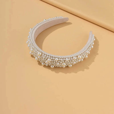 Headband For Women Wedding Bridal Hair Accessories Handmade Wide Hair Hoop Girls Headwear Wedding 2023 Jewelry White Pearl MARVIE JOE
