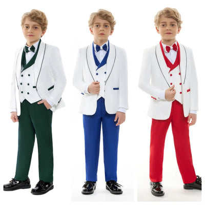 Boys Colorful Formal Suits 4 Piece Blazer Vest Pants Bow Tie For Formal Occasion Slim Fit Dresswear Children Wedding Set MARVIE JOE