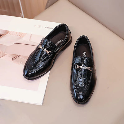 Boys Formal Shoes Black Classic Children Leather Shoes Point Toes Soft Bottom 2025 Spring Autumn Kids Flat Shoes British Style MARVIE JOE