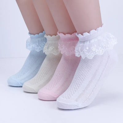 Summer Fashion Kids Socks Baby Girl Ruffle Sock Cute Frilly Toddle Designer White Pink Lace Children Cotton Socks for Girls MARVIE JOE