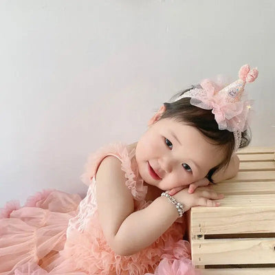 Princess Baby Crown Headband Lace Flower Baby Girl Hair Band Kids Hair Accessories Birthday Party Photo Props Newborn Headwear MARVIE JOE