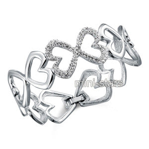 Bridal Bridesmaid Pageant Heart Bangle use Austrian Crystal XSB140-0